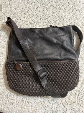Tissa Fontaneda Lambskin Bubble Leather Crossbody Convertible Shoulder Hobo